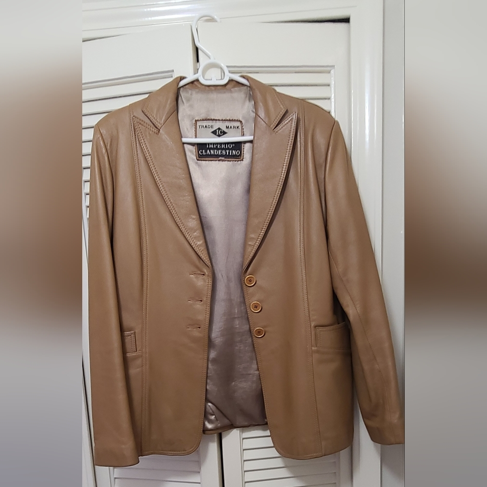 Camel leather jacket - Picture 5 of 8